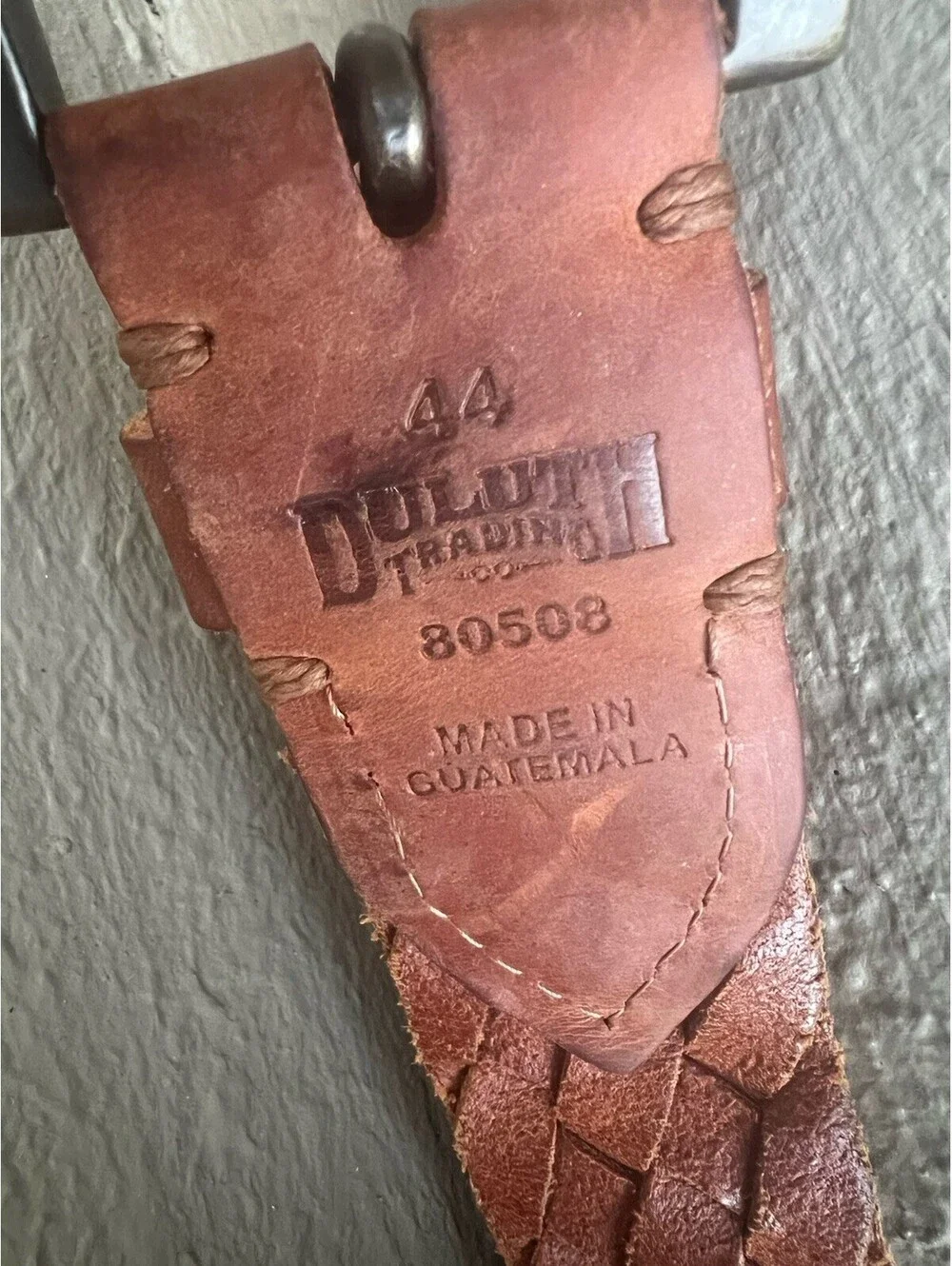 Duluth Trading CO Mens 44 Brown Leather Braided Woven Belt OD-Buckle